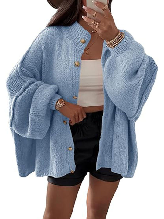 Damen Flauschige Strickjacke mit überschnittenen Schultern R&B