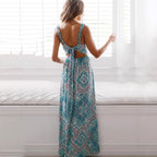 Damen luftiges Maxikleid mit elegantem Spitzen-Detail und seitlichem Schlitz R&B