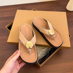 Damen Zehentrenner-Pantoletten mit elegantem Schmuckdetail und komfortabler Sohle R&B