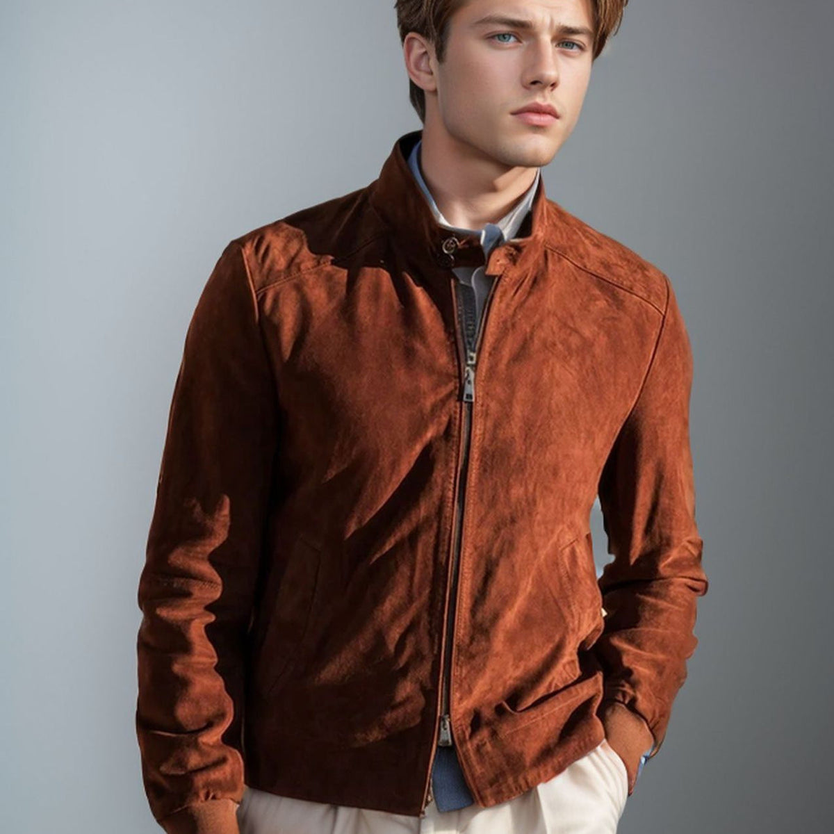 Herren luxuriöse Wildlederjacke R&B