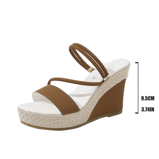 Damen Wedge-Pantoletten mit geflochtenem Riemendesign und komfortablem Fußbett R&B