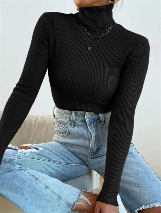 Damen Eleganter Rollkragenpullover mit feiner Rippstruktur R&B