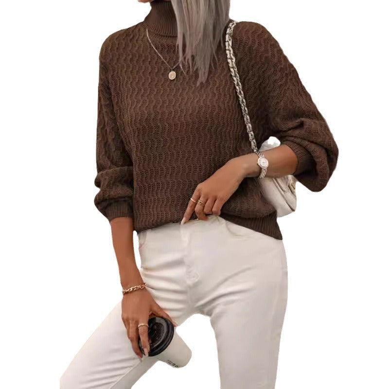 Damen Rollkragenpullover mit strukturiertem Muster und lässiger Passform R&B