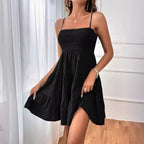 Damen Freizeitkleid mit Schmalen Trägern und Rüschendetails R&B