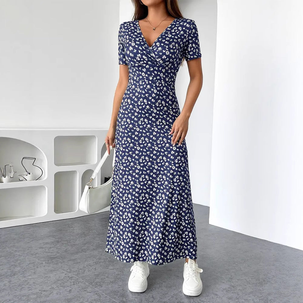 Damen Maxikleid mit floralem Wickeldesign und praktischen Seitentaschen R&B