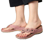 Damen komfortable Zehentrenner-Sandalen mit floralem Detail und gepolsterter Innensohle R&B