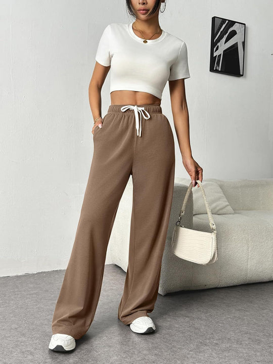 Damen Bequeme Freizeithose mit elastischem Bund und weitem Schnitt R&B