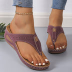 Damen Zehentrenner-Sandalen mit eleganter Perforation und modischem Akzent R&B