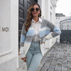 Damen Strickjacke mit modernem Farbblock-Design R&B