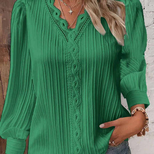 Damen Bluse mit strukturiertem Design und romantischen Spitzenakzenten R&B