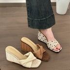 Damen Komfortable Wedge-Pantoletten mit geflochtenem Design R&B