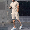 Herren Sportliches Kurzarm-Set mit kontrastierenden Streifen R&B