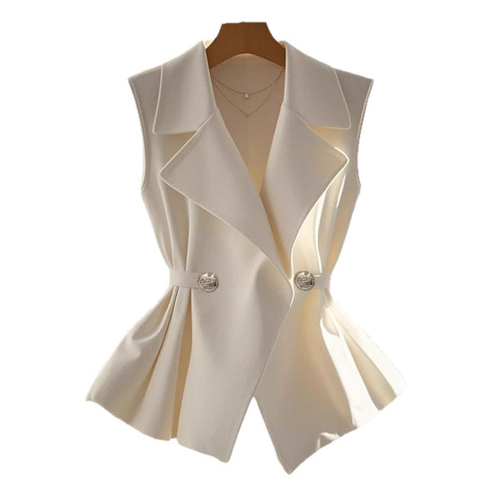 Damen Stilvolle Westenjacke mit tailliertem Schnitt und dekorativem Knopf R&B