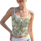 Damen Trägershirt mit lebhaftem Blumenmuster und elastischem Abschluss EB