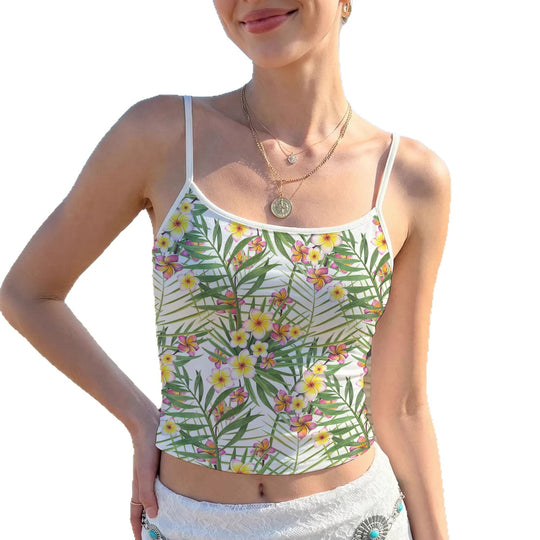 Damen Trägershirt mit lebhaftem Blumenmuster und elastischem Abschluss R&B
