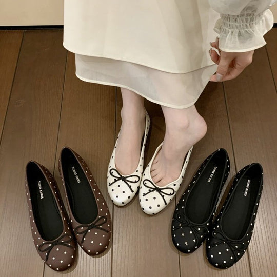 Damen Ballerinas mit Punkten und verspieltem Schleifen-Detail R&B
