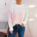 Damen Modischer Strickpullover mit Karo-Muster R&B