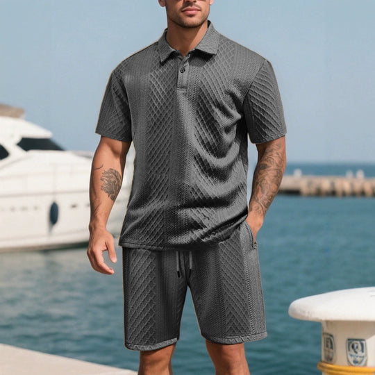 Herren nan strukturierte Lounge-Shorts mit Elastikbund Tunnelzug und seitlichen Eingrifftaschen R&B