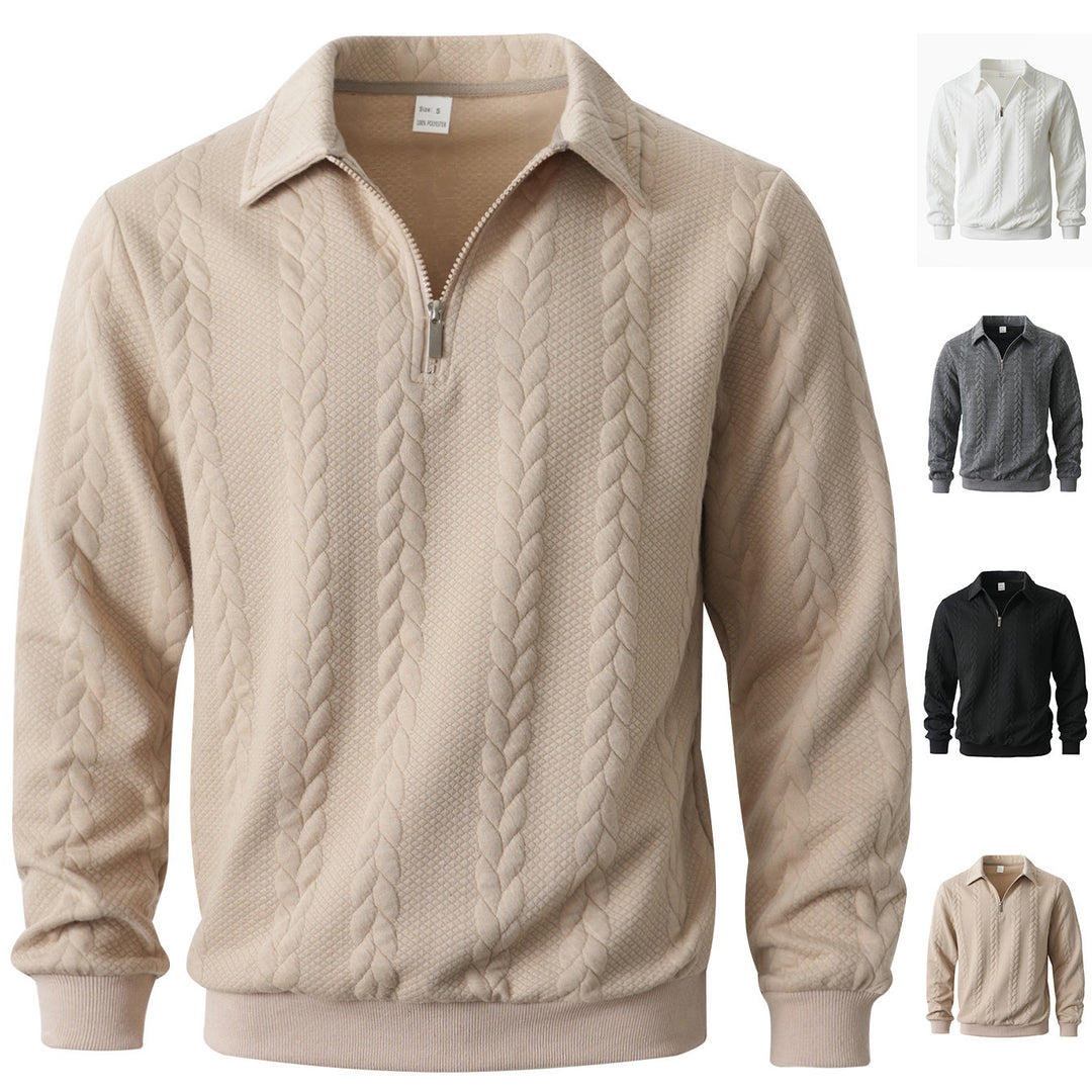 Herren eleganter Strickpullover mit Reißverschluss R&B