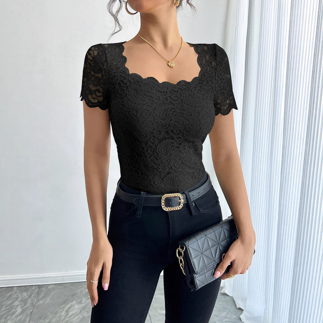 Damen Spitzenbody mit eleganten Abschluss R&B