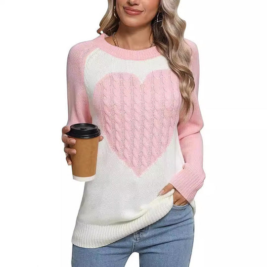 Damen legerer Pullover mit Herzdesign R&B