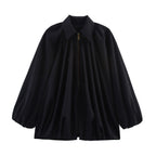 Damen leichtes Oversized-Blusenshirt mit Rüschendesign R&B