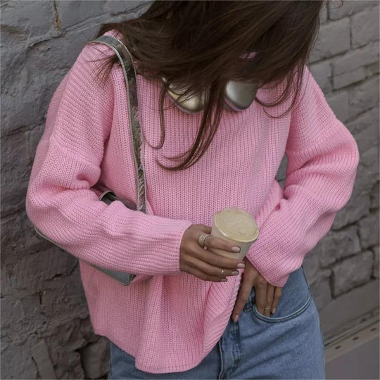 Damen Oversized Strickpullover mit weitem Schnitt und Struktur R&B