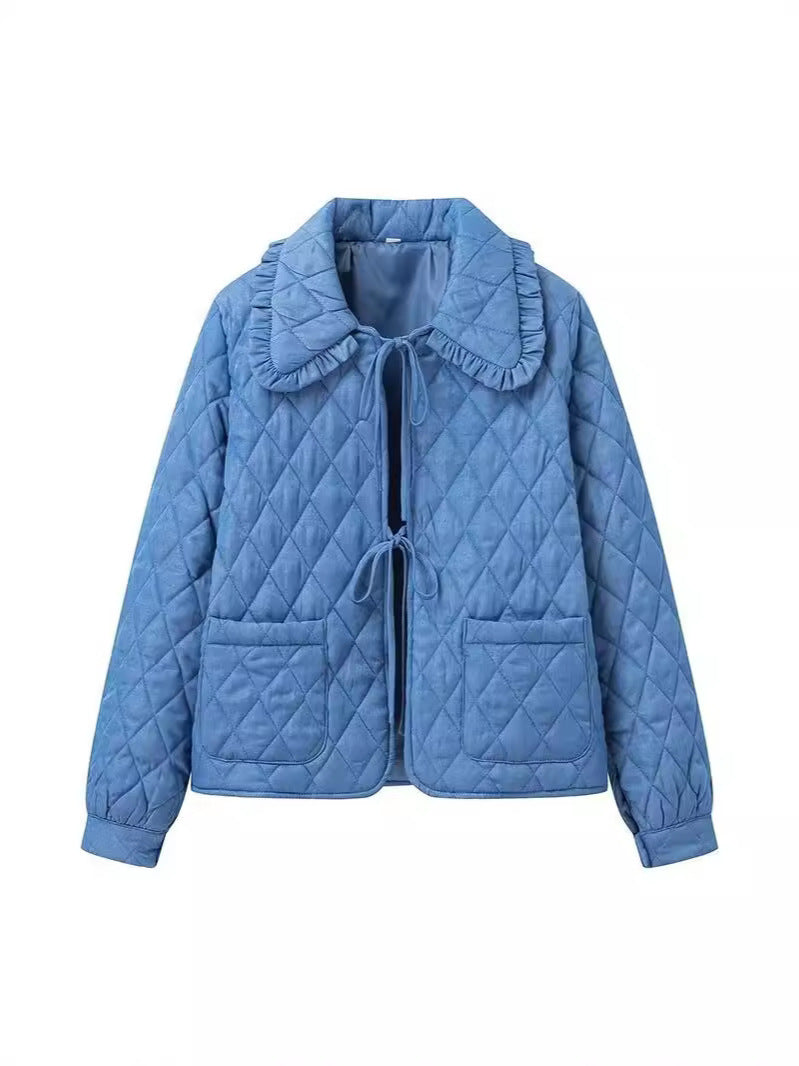 Damen Steppjacke mit großem Kragen und praktischen Taschen R&B