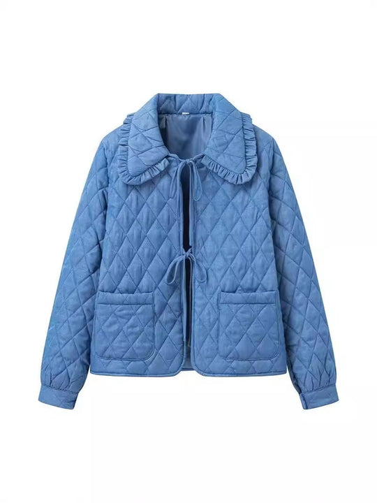 Damen Steppjacke mit großem Kragen und praktischen Taschen R&B