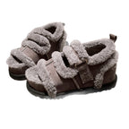 Damen Flauschige Hausschuhe mit verstellbarem Riemen und warmem Innenfutter R&B