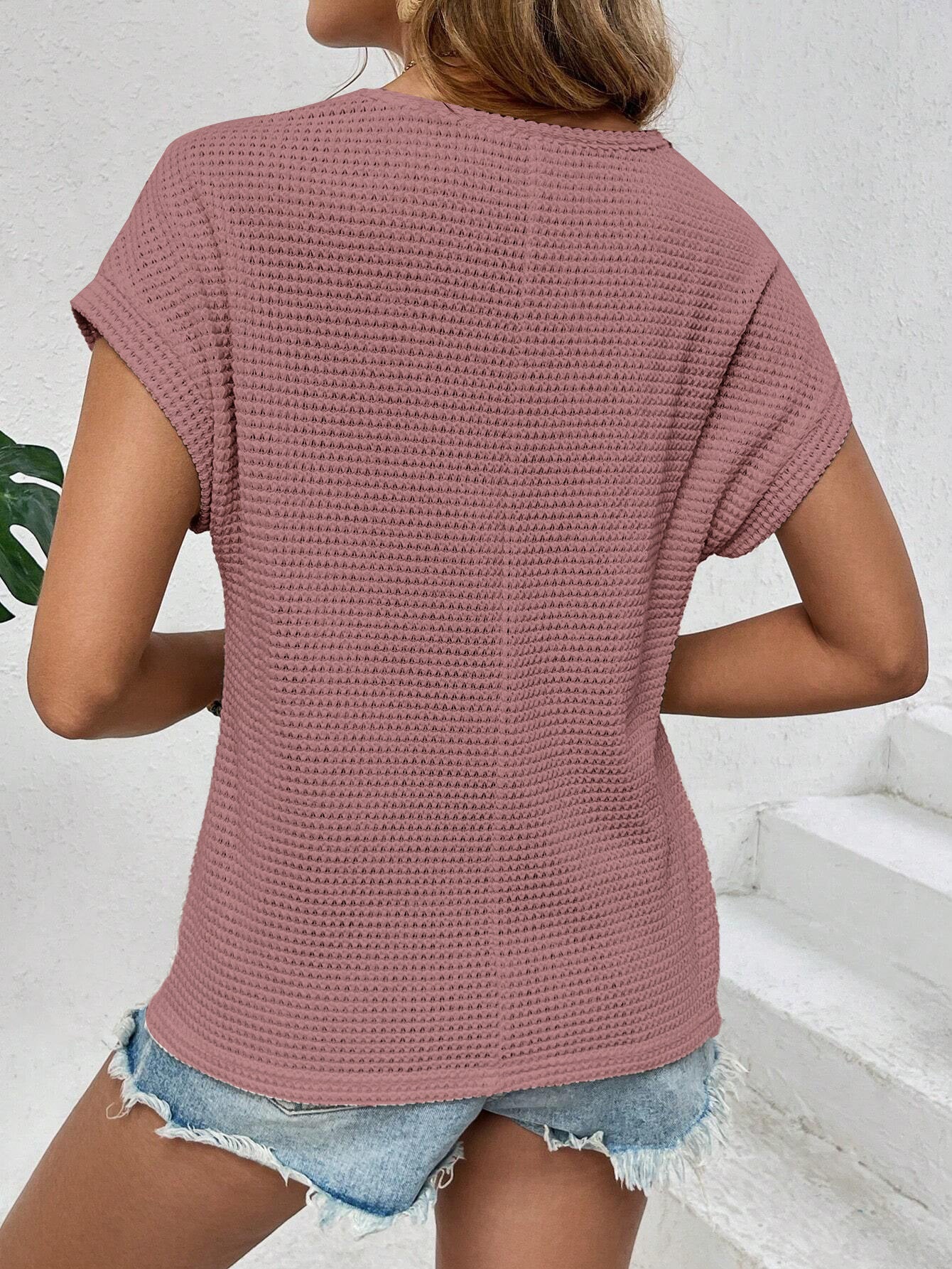 R&B | Hohles, atmungsaktives, vielseitiges T-Shirt mit kurzen Ärmeln