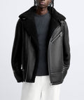 Herren kultige Bikerjacke mit weichem Futter und dreifach verstellbarem Kragen Hedi-Mode