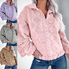 Damen Kuschelige Fleece-Pullover mit Reißverschluss und Wabenmuster R&B