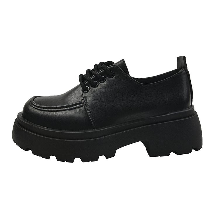 Damen modische Plateau-Schnürschuhe mit glänzender Oberfläche und stabiler Sohle R&B