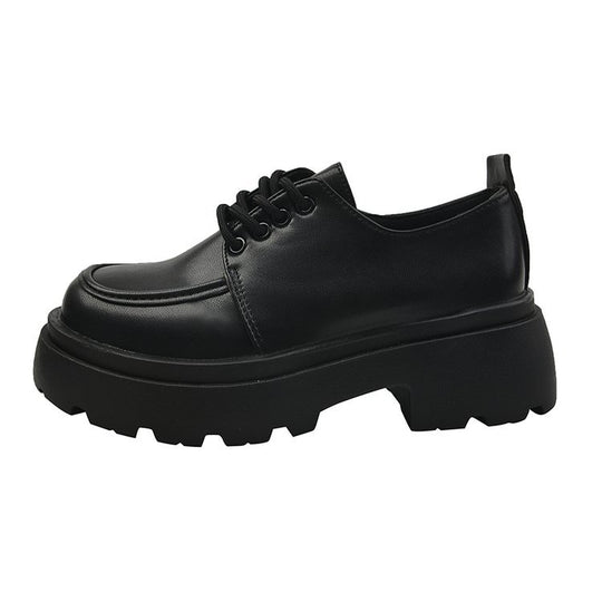 Damen modische Plateau-Schnürschuhe mit glänzender Oberfläche und stabiler Sohle R&B
