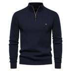 Herren Pullover mit eleganter Rippstruktur und halbem Reißverschluss