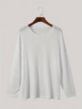Damen nan locker fallendes Langarm-Feinstrickshirt mit feinem Rippenmuster und Rundhalsausschnitt R&B