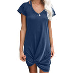 Damen Kurzarm Kleid mit geknotetem Detail R&B