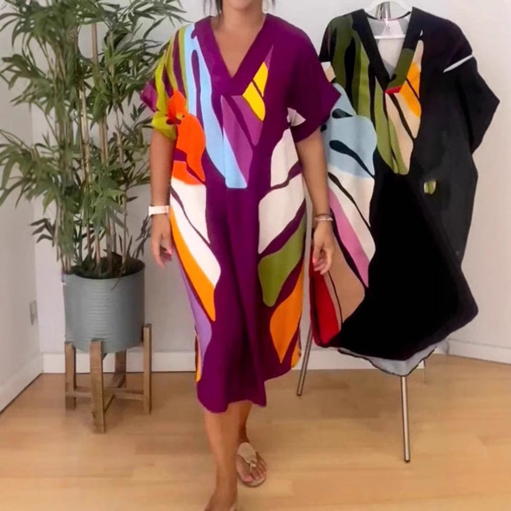 Damen Sommerliches Kleid mit aufregendem Blattmuster R&B