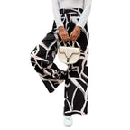 Damen Weit geschnittene Chiffon-Hosen mit modernem Grafikmuster R&B