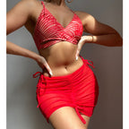 Damen Bikini-Set mit verstellbaren Trägern und transparentem Rock R&B