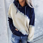 Damen lockerer Hoodie mit tieferem Kragen und einzigartigem Batikdesign R&B