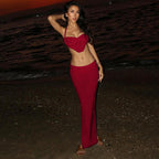 Damen Strickoberteil und Maxi-Rock Set R&B