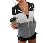 Damen sportliches Kapuzenjacke mit Farbblockdesign und praktischen Taschen
