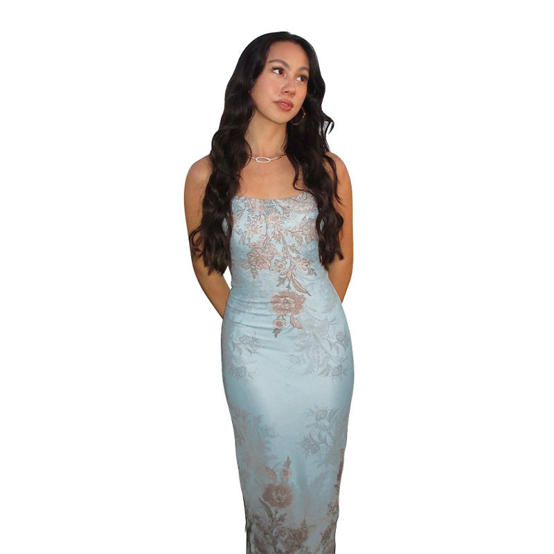 Damen Elegantes Maxikleid mit floralem Jacquard-Muster und schmalem Schnitt R&B