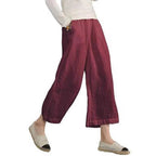 Damen weite Leinenhose mit seitlichen Taschen und elastischem Bund R&B