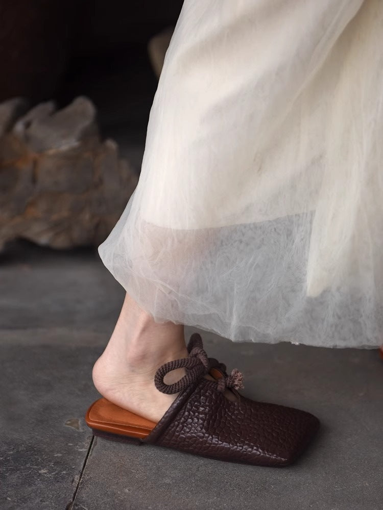 Damen modische Mules mit dekorativem Schnürdesign R&B