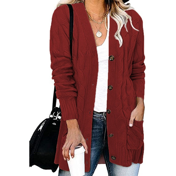 Damen Grobstrickcardigan mit Knopfdetails und praktischen Taschen