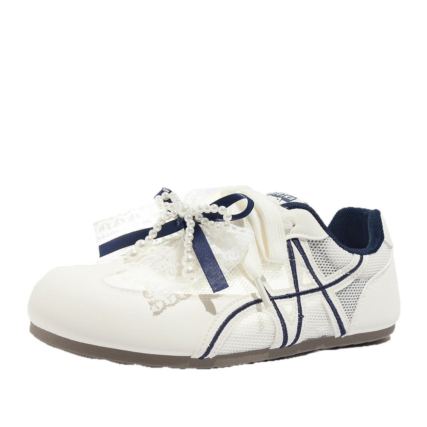 Damen Sportliche Sneaker mit eleganter Perlenapplikation und atmungsaktivem Mesh-Obermaterial