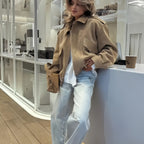 Damen modische Oversized-Jacke mit lässigem Schnitt und praktischen Taschen R&B